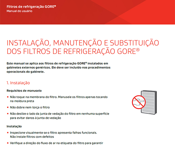 Manual do usuário: Instalação, manutenção e substituição dos filtros de refrigeração GORE®